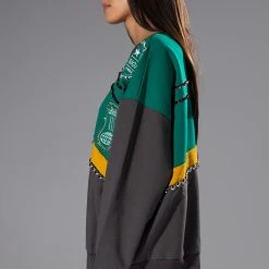 NALLY EMBELLISHED COLORBLOCK CREW NECK SWEATSHIRT -helmut shop nally embellished colorblock crew neck sweatshirt grey multi 5 5 c1