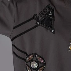 NALLY EMBELLISHED COLORBLOCK CREW NECK SWEATSHIRT -helmut shop nally embellished colorblock crew neck sweatshirt grey multi 9 9 c1