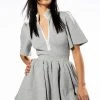 NAME OF THE GAME SHORT SLEEVE ZIPPERED MINI DRESS -helmut shop name of the game short sleeve zippered mini dress grey 1 1