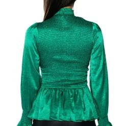 NAOMIE SATIN FULL LENGTH BLOUSE -helmut shop naomie satin full length blouse green 5 5