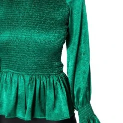 NAOMIE SATIN FULL LENGTH BLOUSE -helmut shop naomie satin full length blouse green 6 6