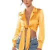 NATALIE TIE FRONT BLOUSE -helmut shop natalie tie front blouse orange 1 1