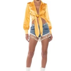 NATALIE TIE FRONT BLOUSE 8 NATALIE TIE FRONT BLOUSE -helmut shop natalie tie front blouse orange 2 2