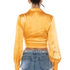 NATALIE TIE FRONT BLOUSE 10 NATALIE TIE FRONT BLOUSE -helmut shop natalie tie front blouse orange 4 4