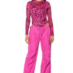 NATURE CALLING CHEETAH PRINT LONG SLEEVE BODYSUIT -helmut shop nature calling cheetah print long sleeve bodysuit pink multi 3 3