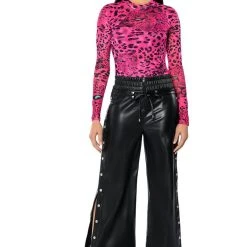 NATURE CALLING CHEETAH PRINT LONG SLEEVE BODYSUIT -helmut shop nature calling cheetah print long sleeve bodysuit pink multi 4 4