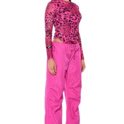 NATURE CALLING CHEETAH PRINT LONG SLEEVE BODYSUIT -helmut shop nature calling cheetah print long sleeve bodysuit pink multi 5 5
