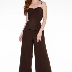 NBD CROPPED BUSTIER TANK -helmut shop nbd cropped bustier tank brown 2 2