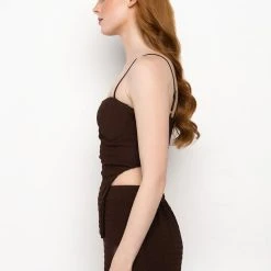 NBD CROPPED BUSTIER TANK -helmut shop nbd cropped bustier tank brown 4 4