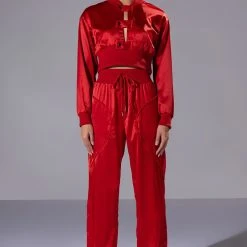 NEVER BORING SATIN DRAWSTRING JOGGER -helmut shop never boring satin drawstring jogger rust 2 2