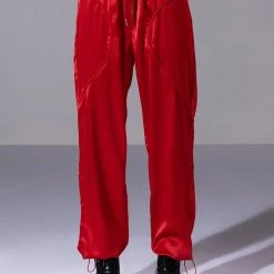 NEVER BORING SATIN DRAWSTRING JOGGER -helmut shop never boring satin drawstring jogger rust 4 4