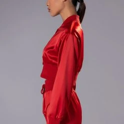 NEVER BORING SATIN SNAP FRONT PULLOVER -helmut shop never boring satin snap front pullover rust 4 4