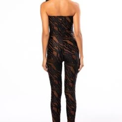 NEVERMIND FEATHER DETAIL JUMPSUIT -helmut shop nevermind feather detail jumpsuit brown 5 5