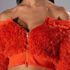 NEW FRIENDS ZIP UP FRINGE TOP 11 NEW FRIENDS ZIP UP FRINGE TOP -helmut shop new friends zip up fringe top orange 5 5