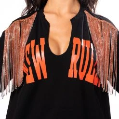 NEW RULES RHINESTONE DETAIL OVERSIZED TSHIRT -helmut shop new rules rhinestone detail oversized tshirt black multi 7 7