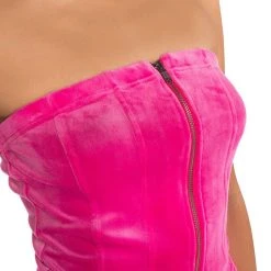 NEW RULES VELVET ZIP UP CORSET -helmut shop new rules velvet zip up corset pink 10 10