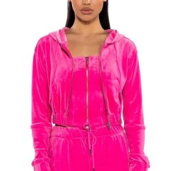 NEW RULES VELVET ZIP UP SWEATSHIRT -helmut shop new rules velvet zip up sweatshirt pink 3 3