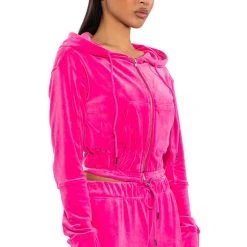 NEW RULES VELVET ZIP UP SWEATSHIRT -helmut shop new rules velvet zip up sweatshirt pink 4 4