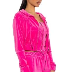 NEW RULES VELVET ZIP UP SWEATSHIRT -helmut shop new rules velvet zip up sweatshirt pink 5 5