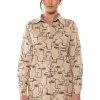NEW SOCIETY PRINTED BUTTON DOWN TOP -helmut shop new society printed button down top multi 1 1 c1