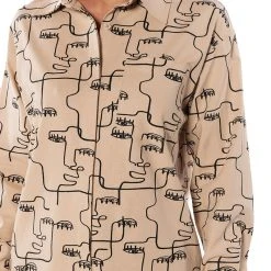 NEW SOCIETY PRINTED BUTTON DOWN TOP -helmut shop new society printed button down top multi 7 7 c1