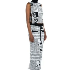 NEWSWORTHY KNIT MAXI SKIRT -helmut shop newsworthy knit maxi skirt black multi 7 7