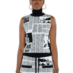 NEWSWORTHY TIE SIDES KNIT TURTLENECK -helmut shop newsworthy tie sides knit turtleneck black multi 4 4