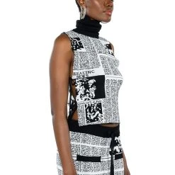 NEWSWORTHY TIE SIDES KNIT TURTLENECK -helmut shop newsworthy tie sides knit turtleneck black multi 5 5