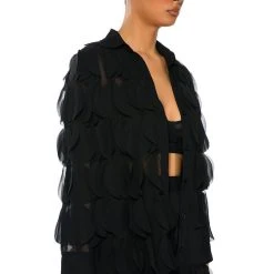 NEXT TIME TEXTURED BUTTON DOWN BLOUSE -helmut shop next time textured button down blouse black 3 3