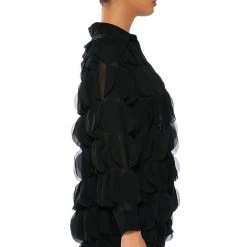 NEXT TIME TEXTURED BUTTON DOWN BLOUSE -helmut shop next time textured button down blouse black 5 5