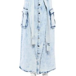NEXT UP BLEACHED DENIM MAXI SKIRT -helmut shop next up bleached denim maxi skirt light blue denim 4 4