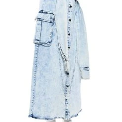 NEXT UP BLEACHED DENIM MAXI SKIRT -helmut shop next up bleached denim maxi skirt light blue denim 5 5