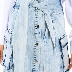 NEXT UP BLEACHED DENIM MAXI SKIRT -helmut shop next up bleached denim maxi skirt light blue denim 8 8