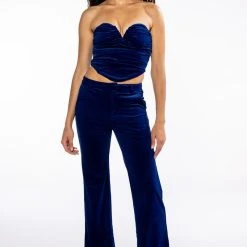 NIGHT MOVES VELVET WIDE LEG TROUSER -helmut shop night moves velvet wide leg trouser royal blue 9 9