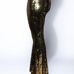 NO RISK NO FUN SEQUIN FLARE PANT -helmut shop no risk no fun sequin flare pant gold 5 5