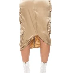 NO STOPPIN ME CARGO MIDI SKIRT -helmut shop no stoppin me cargo midi skirt light brown 7 7 c1