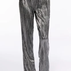 NOEL PLEATED METALLIC PALAZZO PANT -helmut shop noel pleated metallic palazzo pant silver 3 3