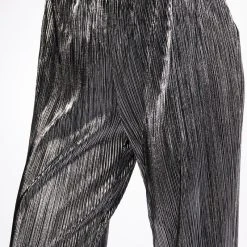 NOEL PLEATED METALLIC PALAZZO PANT -helmut shop noel pleated metallic palazzo pant silver 6 6