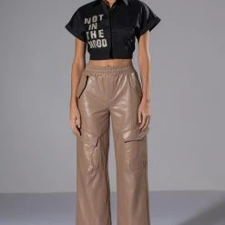 NOT IN THE MOOD CROPPED BUTTON DOWN BLOUSE -helmut shop not in the mood cropped button down blouse black 3 3 c1