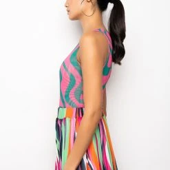 NOT THAT DEEP ONE SHOULDER MESH BODYSUIT -helmut shop not that deep one shoulder mesh bodysuit pink multi 5 5