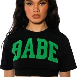 NOT YOUR BABE CROPPED SHORT SLEEVE CREW NECK TSHIRT 10 NOT YOUR BABE CROPPED SHORT SLEEVE CREW NECK TSHIRT -helmut shop not your babe cropped short sleeve crew neck tshirt black 1 1 c1 c1 c1