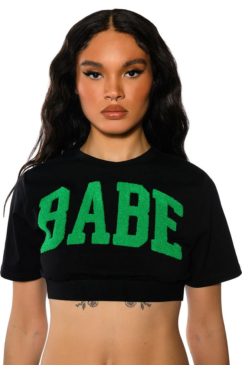 NOT YOUR BABE CROPPED SHORT SLEEVE CREW NECK TSHIRT 4 NOT YOUR BABE CROPPED SHORT SLEEVE CREW NECK TSHIRT - Image 2