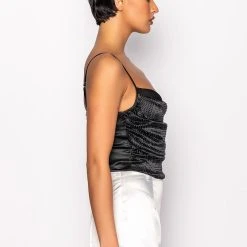 NOVA GIRL RHINESTONE COWL NECK TANK -helmut shop nova girl rhinestone cowl neck tank black 4 4