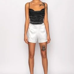 NOVA GIRL RHINESTONE COWL NECK TANK -helmut shop nova girl rhinestone cowl neck tank black 7 7