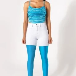 NOVA GIRL RHINESTONE COWL NECK TANK -helmut shop nova girl rhinestone cowl neck tank light blue 7 7 c1