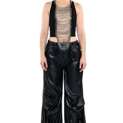 NOVA LAYERED CHAIN TANK TOP -helmut shop nova layered chain tank top black silver 3 3 c1