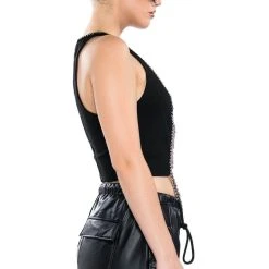 NOVA LAYERED CHAIN TANK TOP -helmut shop nova layered chain tank top black silver 5 5 c1