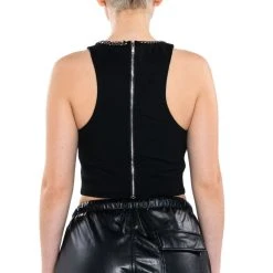 NOVA LAYERED CHAIN TANK TOP -helmut shop nova layered chain tank top black silver 6 6 c1