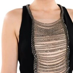 NOVA LAYERED CHAIN TANK TOP -helmut shop nova layered chain tank top black silver 7 7