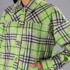 NOW YOU SEE ME SEQUIN SHIRT JACKET -helmut shop now you see me sequin shirt jacket green multi 8 8